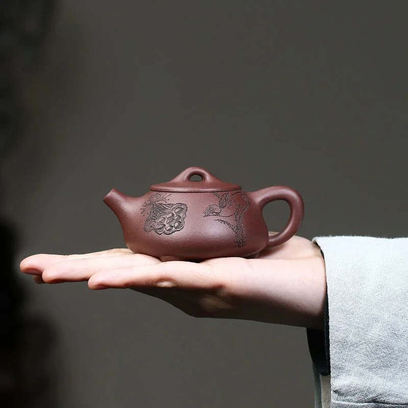 小容量宜兴紫砂壶纯手工功夫茶具办公家用小茶壶一人用紫泥石瓢壶 - 4