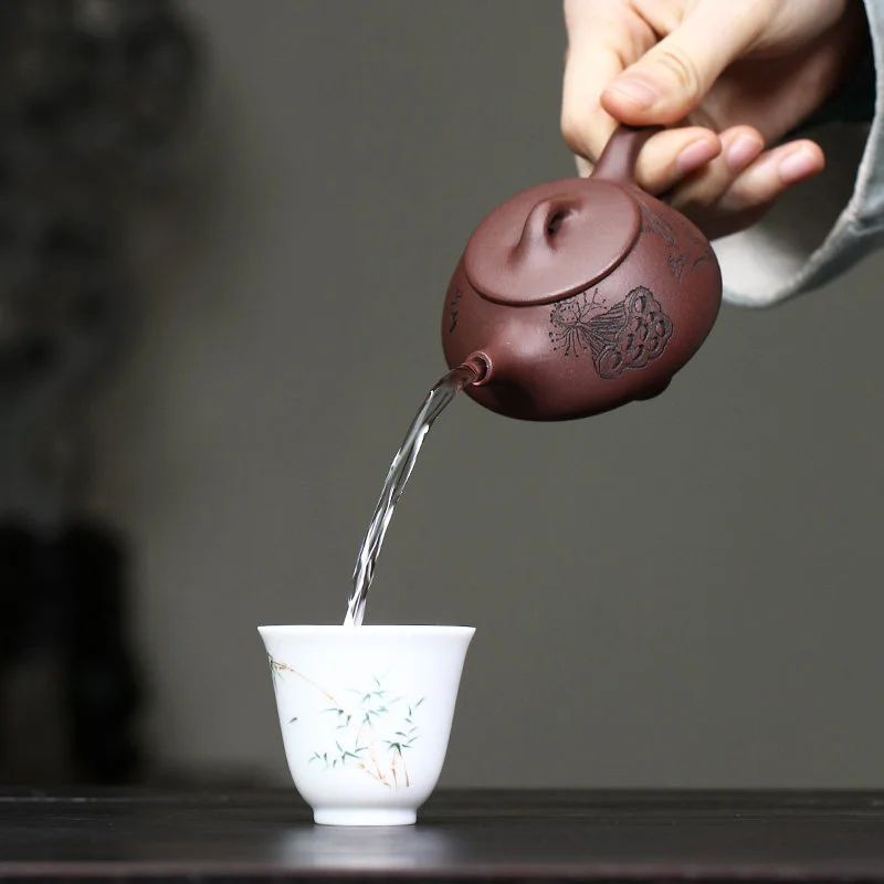 小容量宜兴紫砂壶纯手工功夫茶具办公家用小茶壶一人用紫泥石瓢壶 - 5