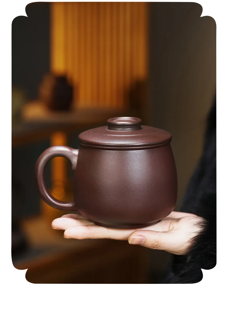 礼品定制大容量紫砂杯茶水分离茶具带过滤茶杯隔舱办公杯素心盖杯 详情图 3
