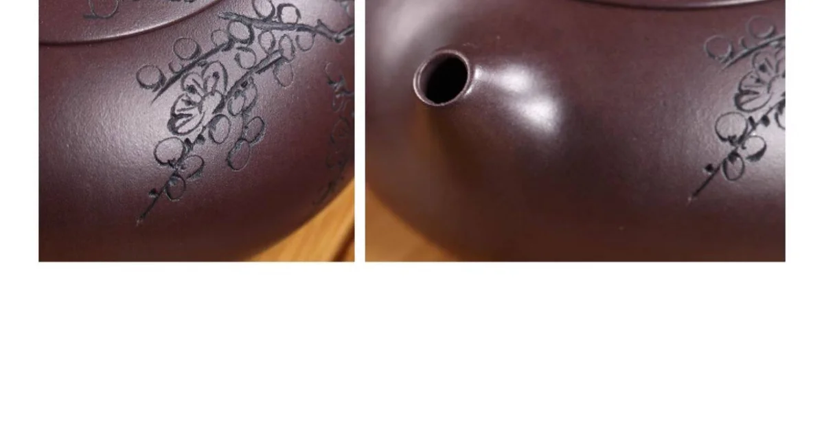 宜兴紫砂壶纯手工刻绘梅花功夫茶具单壶原矿紫泥家用泡茶壶扁西施 详情图 15