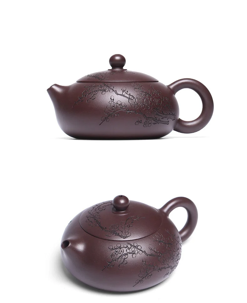 宜兴紫砂壶纯手工刻绘梅花功夫茶具单壶原矿紫泥家用泡茶壶扁西施 详情图 23