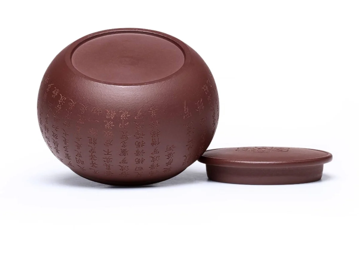 精品宜兴紫砂茶叶罐中式普洱茶储存罐存茶罐密封罐家用心经储茶罐 详情图 21