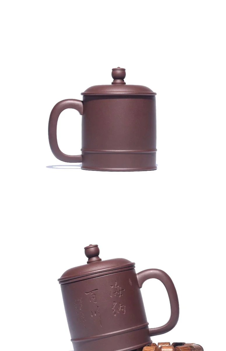 宜兴原矿紫砂杯纯手工带盖茶杯隔舱内胆过滤大容量办公杯海纳百川 详情图 14