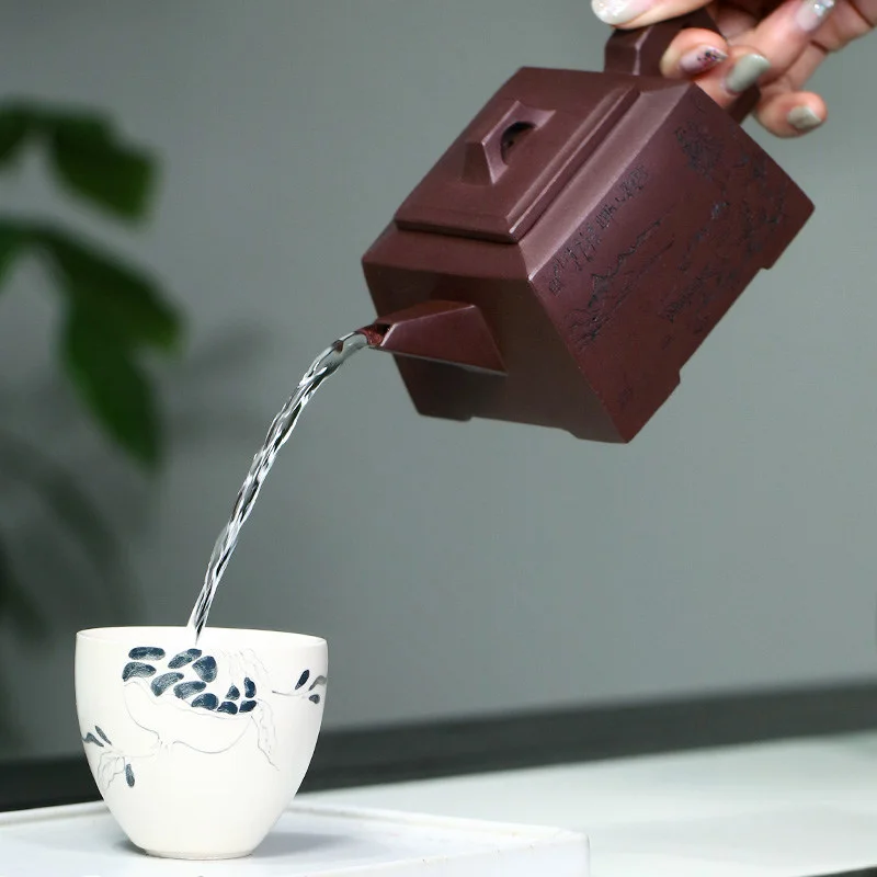 宜兴名家紫砂壶纯手工四方茶壶单人家用茶具小茶壶一人用单壶方壶 - 4