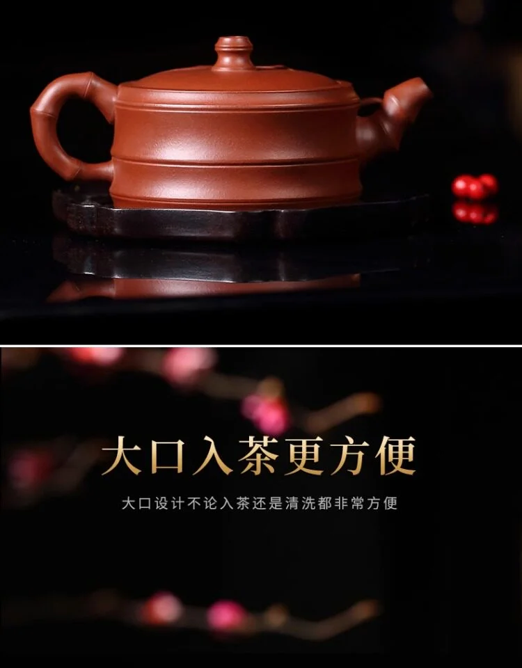 宜兴紫砂壶纯手工原矿紫泥竹节壶家用泡茶壶单壶茶具套装扁竹段 详情图 11
