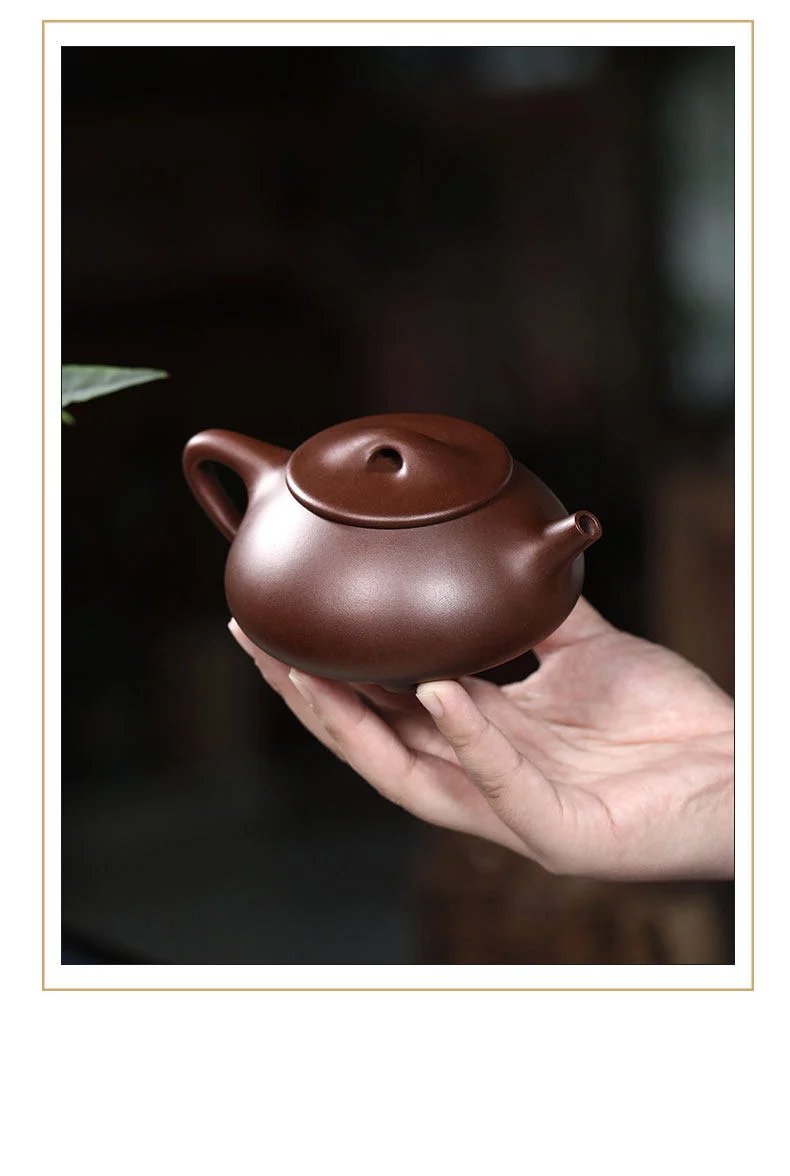 宜兴紫砂壶纯手工名家紫砂茶具单壶原矿紫泥泡茶壶全手工景舟石瓢 详情图 3