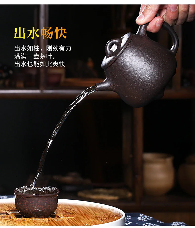 藏壶天下宜兴紫砂壶纯手工茶壶单人家用紫砂茶具套装黑金砂高石瓢 详情图 11