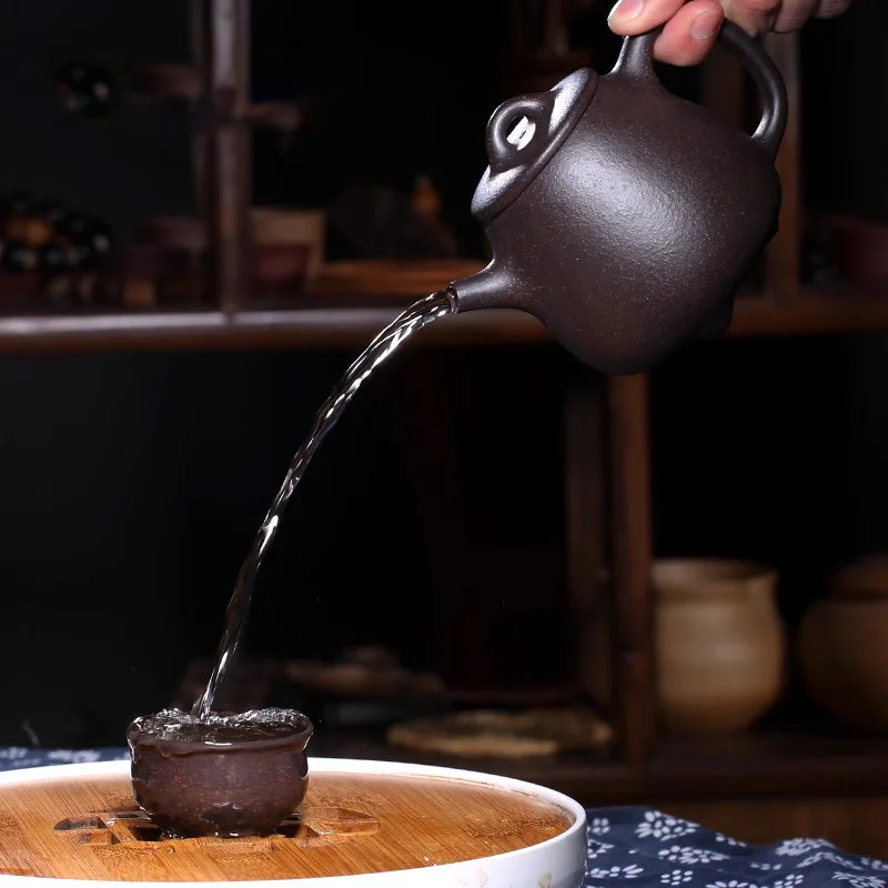 藏壶天下宜兴紫砂壶纯手工茶壶单人家用紫砂茶具套装黑金砂高石瓢 - 6