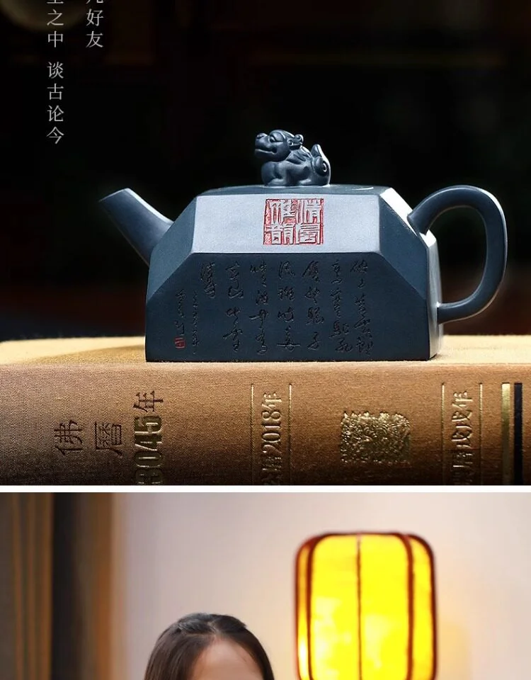 宜兴紫砂壶纯手工四方茶壶单人茶具小茶壶一人用单壶民国绿泥方壶 详情图 4