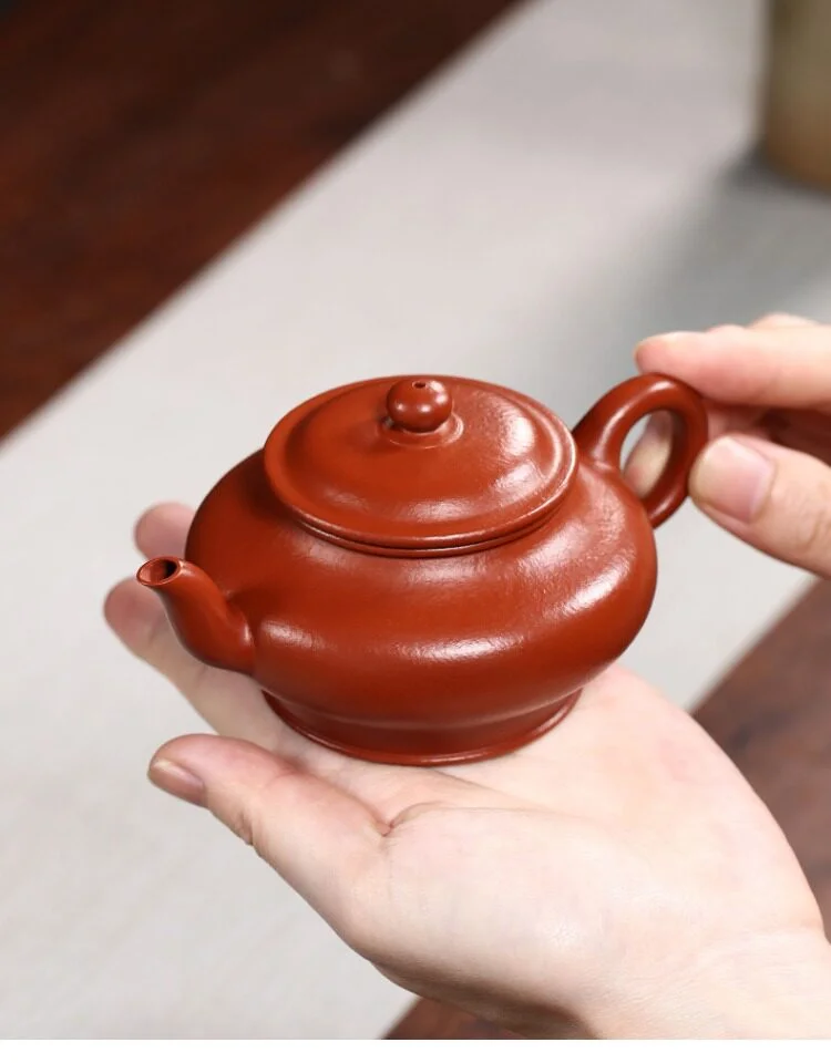 藏壶天下宜兴紫砂壶纯手工家用紫砂茶具泡茶壶贵妃红朱泥虚扁壶 详情图 9