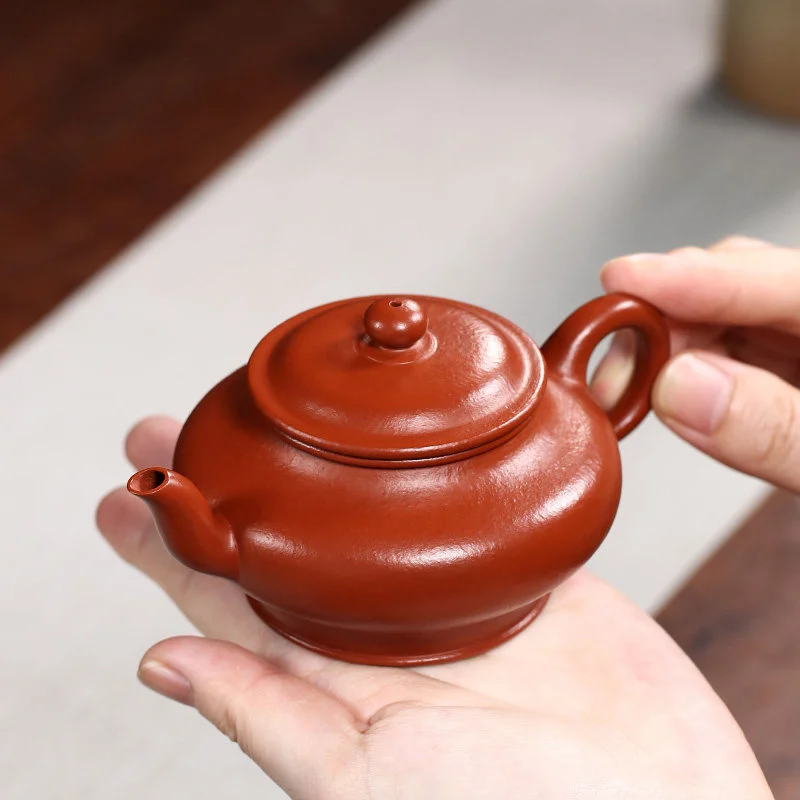 藏壶天下宜兴紫砂壶纯手工家用紫砂茶具泡茶壶贵妃红朱泥虚扁壶 - 6