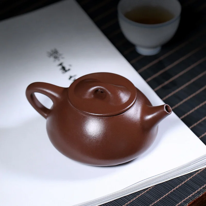 宜兴紫砂壶纯手工紫砂茶具单壶原矿家藏老紫泥家用泡茶壶景舟石瓢 - 4