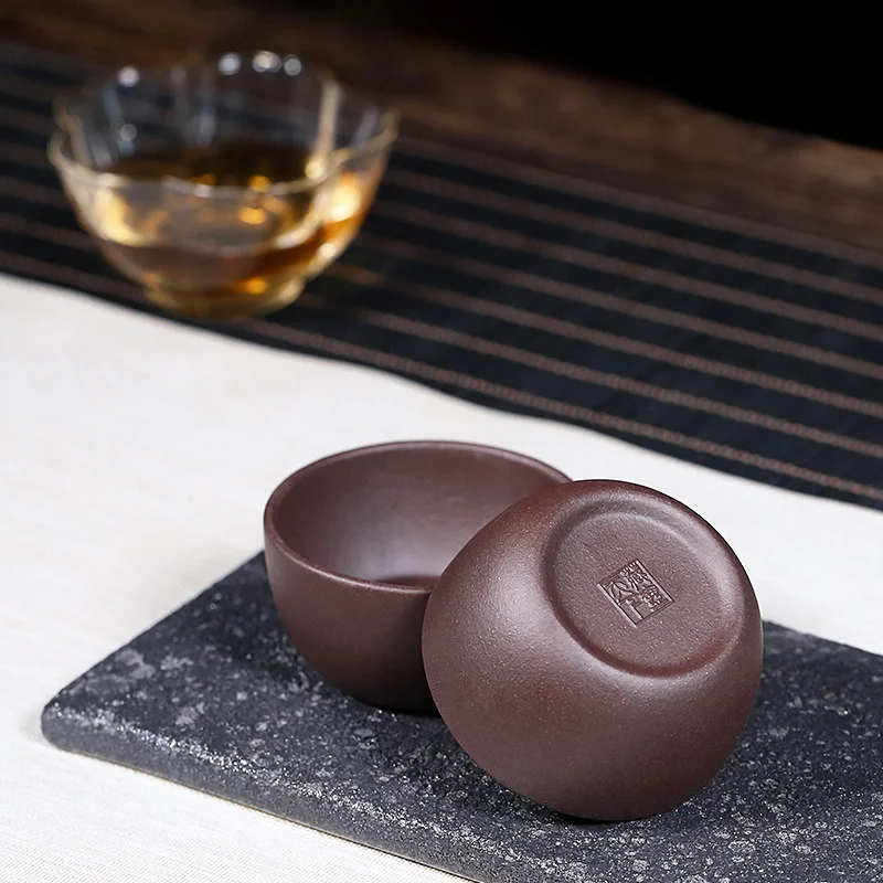 紫泥紫砂功夫茶杯小号茶碗个人专用主人杯单杯茶盏单个男士品茗杯 - 4