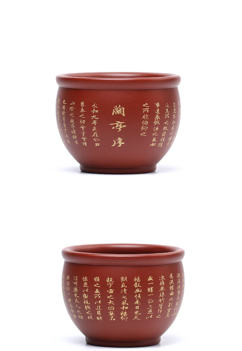 宜兴功夫茶杯纯手工描金刻绘主人杯大红袍品茗杯个人专用紫砂小杯 详情图 18