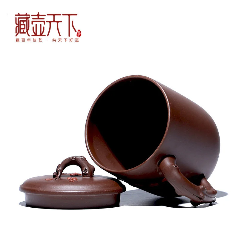 纯手工紫砂茶杯宜兴茶具个人专用主人杯单杯办公室男士紫砂杯带盖 - 6