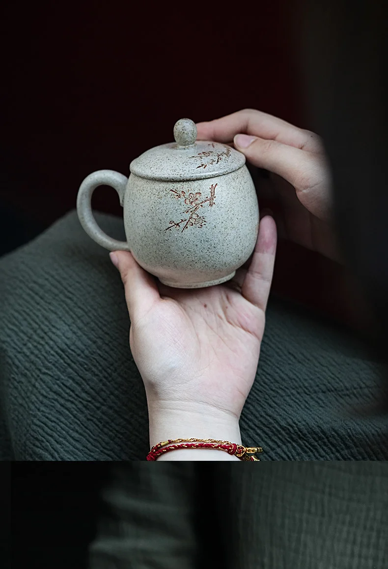 古悦堂 宜兴紫砂纯手工功夫盖杯送礼茶具办公带把泡茶盖杯 龙蛋杯 详情图 16