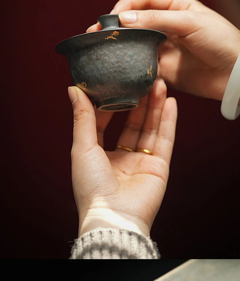 古悦堂 二才盖碗陶瓷茶具套装高档个人专用功夫泡茶家用 拙朴盖碗 详情图 15