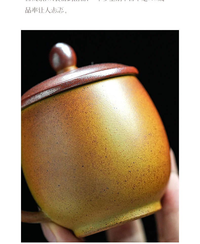古悦堂纯手工茶具紫砂茶杯个人专用喝茶杯办公室家用杯子泥绘盖杯 详情图 7