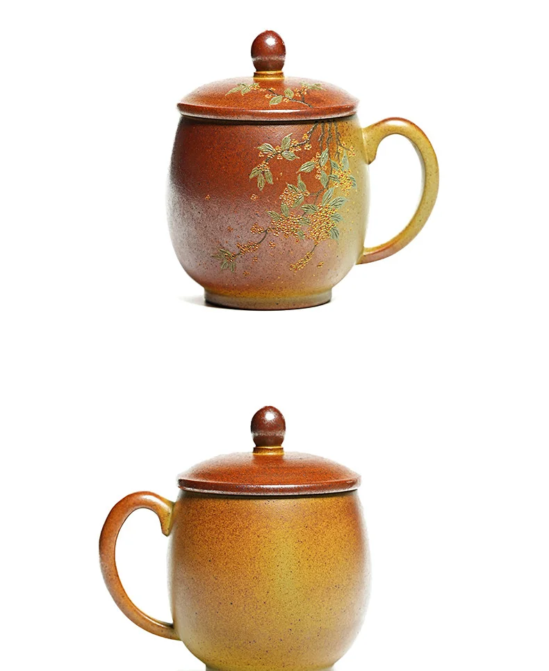 古悦堂纯手工茶具紫砂茶杯个人专用喝茶杯办公室家用杯子泥绘盖杯 详情图 17