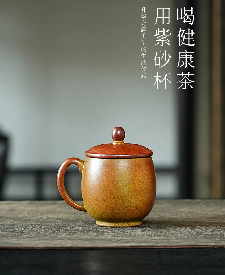 古悦堂纯手工茶具紫砂茶杯个人专用喝茶杯办公室家用杯子泥绘盖杯 详情图 4