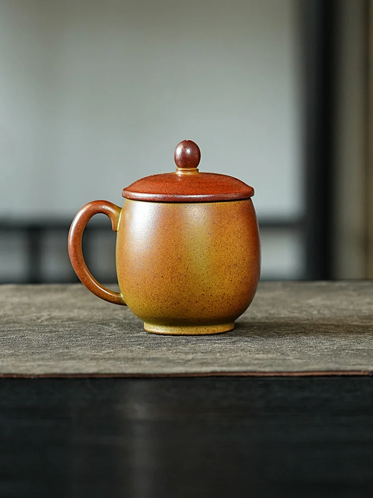 古悦堂纯手工茶具紫砂茶杯个人专用喝茶杯办公室家用杯子泥绘盖杯 - 4