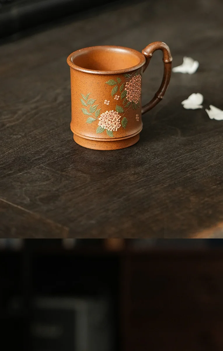 古悦堂宜兴紫砂手工带把品茗杯精致茶杯个人专用柴烧竹节主人杯 详情图 16