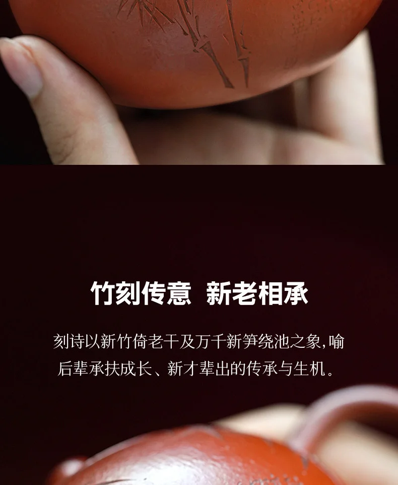 古悦堂纯手工家用泡茶茶壶原矿紫砂壶新款个人专用茶具竹韧西施壶 详情图 13