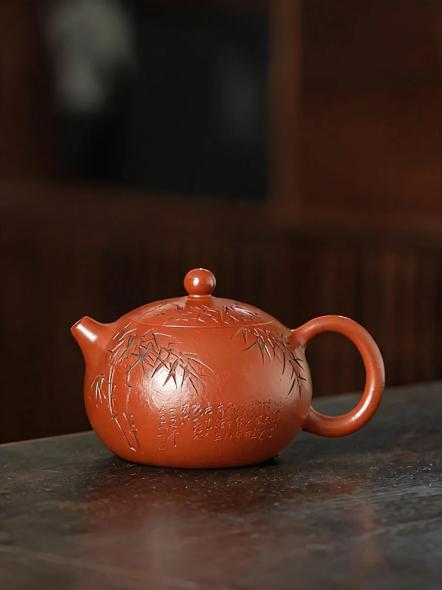 古悦堂纯手工家用泡茶茶壶原矿紫砂壶新款个人专用茶具竹韧西施壶