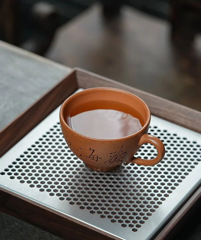 宜兴紫砂主人杯个人专用喝茶茶杯咖啡杯带把品茗杯 段泥观海听涛 详情图 14