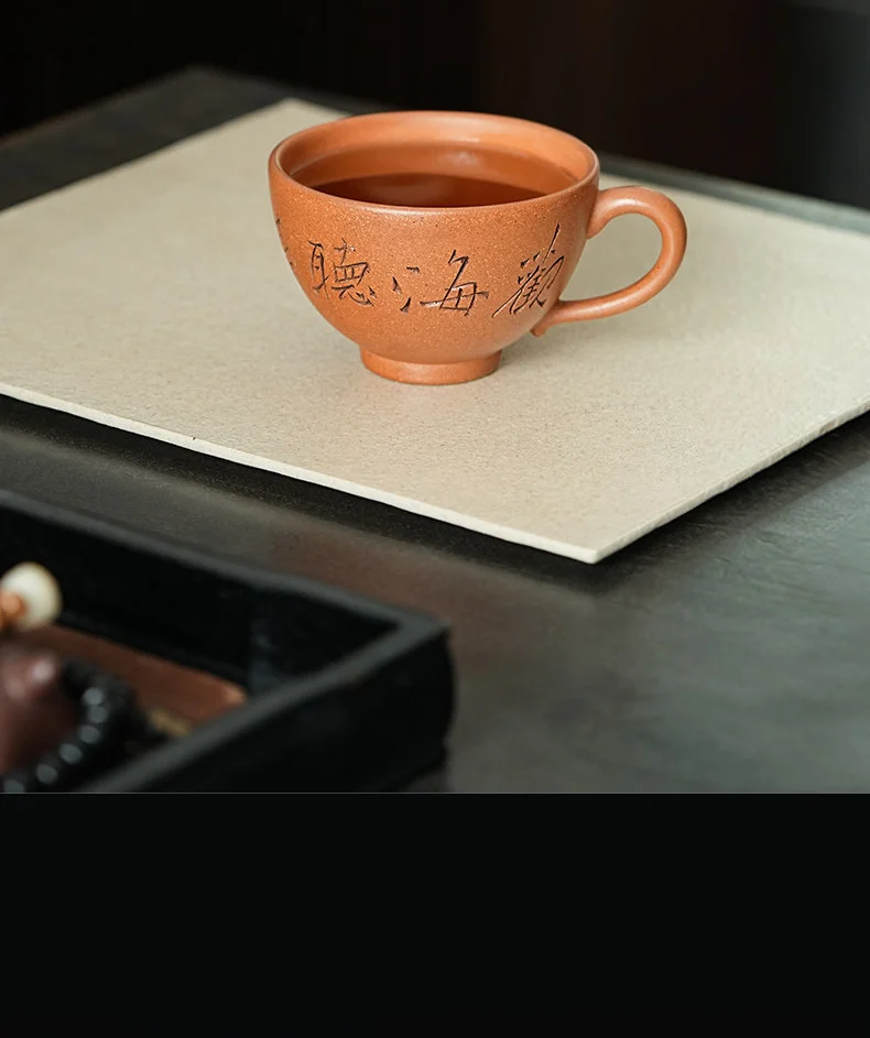 宜兴紫砂主人杯个人专用喝茶茶杯咖啡杯带把品茗杯 段泥观海听涛 详情图 6