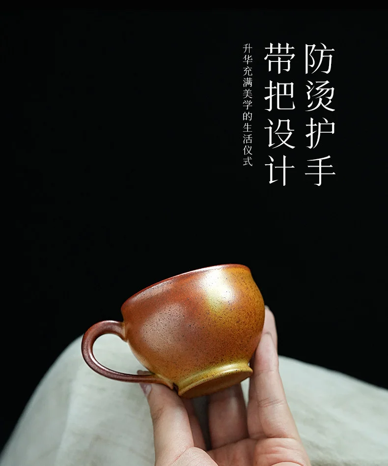 古悦堂手工紫砂茶杯带把个人专用主人杯女士咖啡杯办公室喝茶茶杯 详情图 13