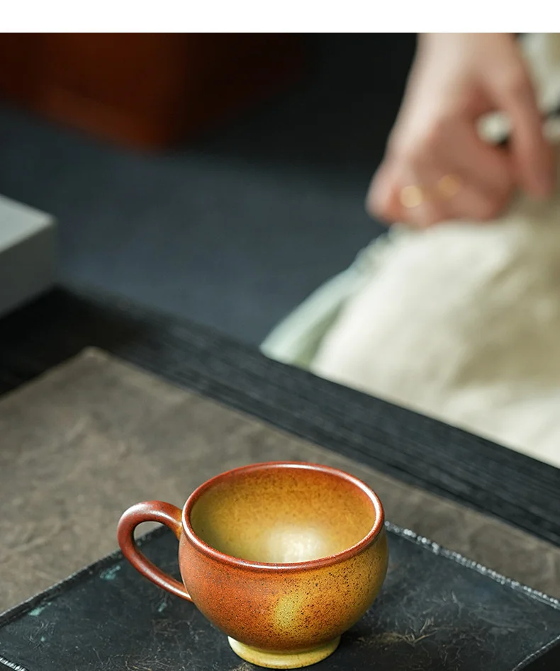 古悦堂手工紫砂茶杯带把个人专用主人杯女士咖啡杯办公室喝茶茶杯 详情图 17