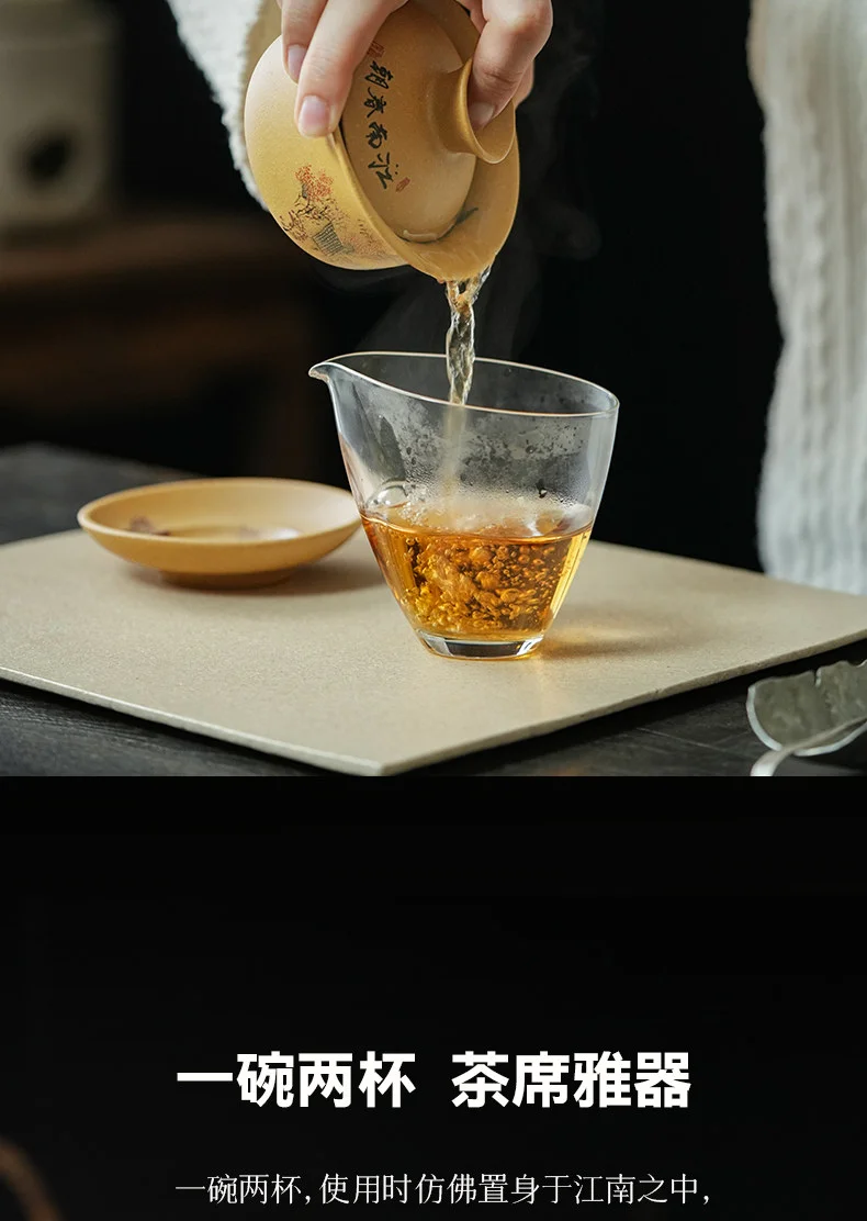 宜兴紫砂手工盖碗茶杯套装高档家用待客泡茶茶具江南春朝盖碗套装 详情图 11