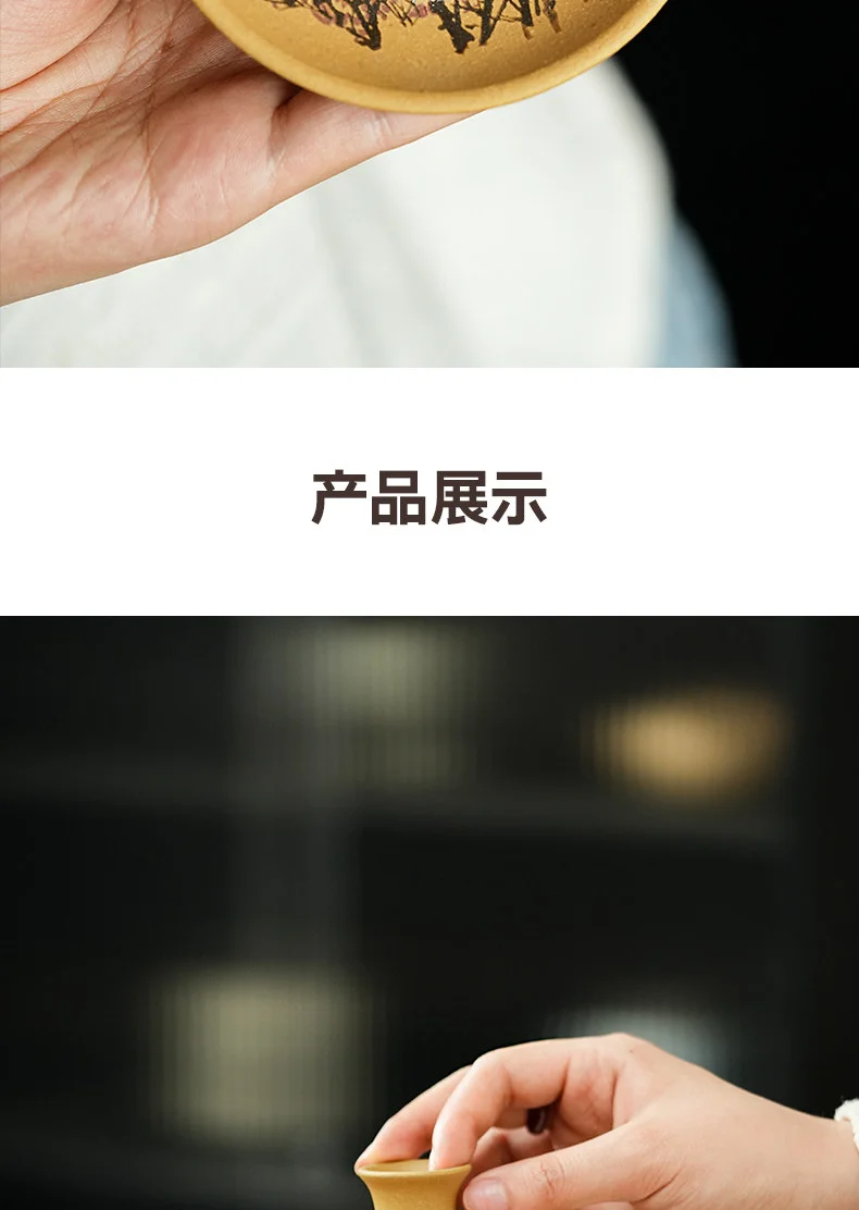 宜兴紫砂手工盖碗茶杯套装高档家用待客泡茶茶具江南春朝盖碗套装 详情图 16