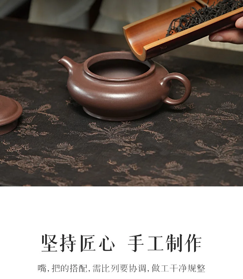 古悦堂 宜兴原矿天青泥紫砂壶纯全手工功夫茶具茶器单壶 鸣远虚扁 详情图 11