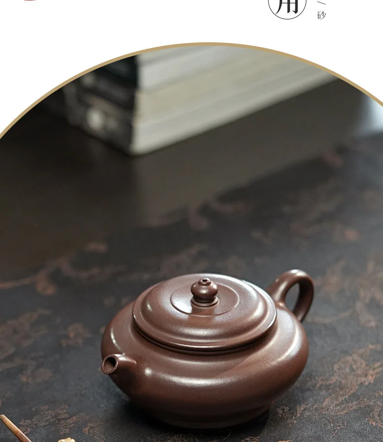 古悦堂 宜兴原矿天青泥紫砂壶纯全手工功夫茶具茶器单壶 鸣远虚扁 详情图 3