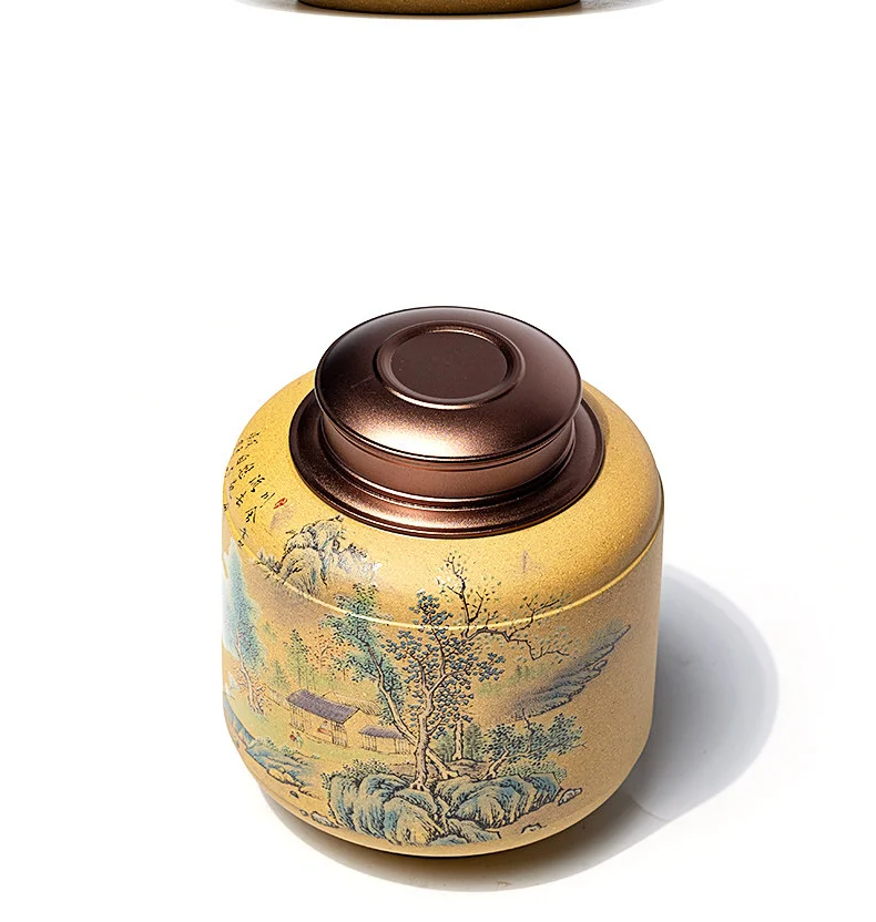 古悦堂 宜兴原矿紫砂红茶普洱储茶罐收纳密封醒茶罐 山川茶叶罐 详情图 18