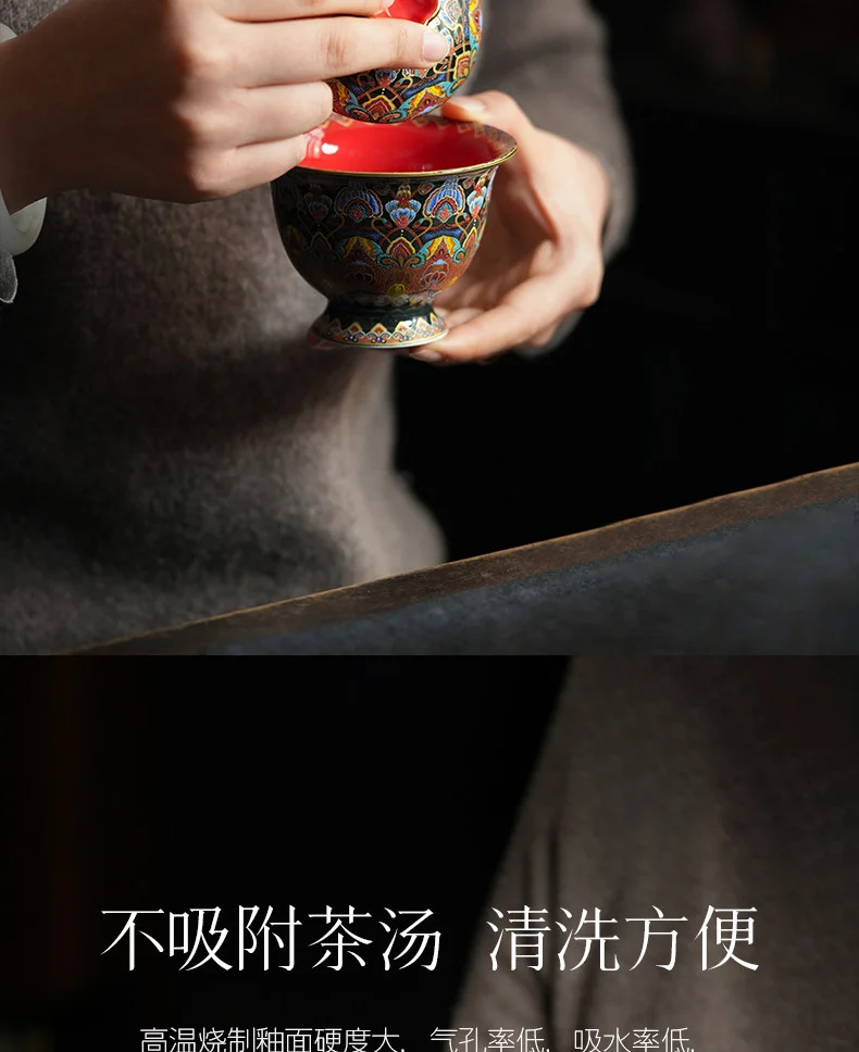 古悦堂珐琅彩二才盖碗陶瓷茶具套装高档个人专用功夫泡茶家用盖碗 详情图 10