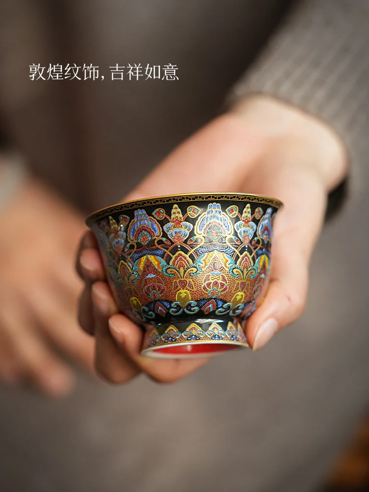古悦堂珐琅彩二才盖碗陶瓷茶具套装高档个人专用功夫泡茶家用盖碗 - 4