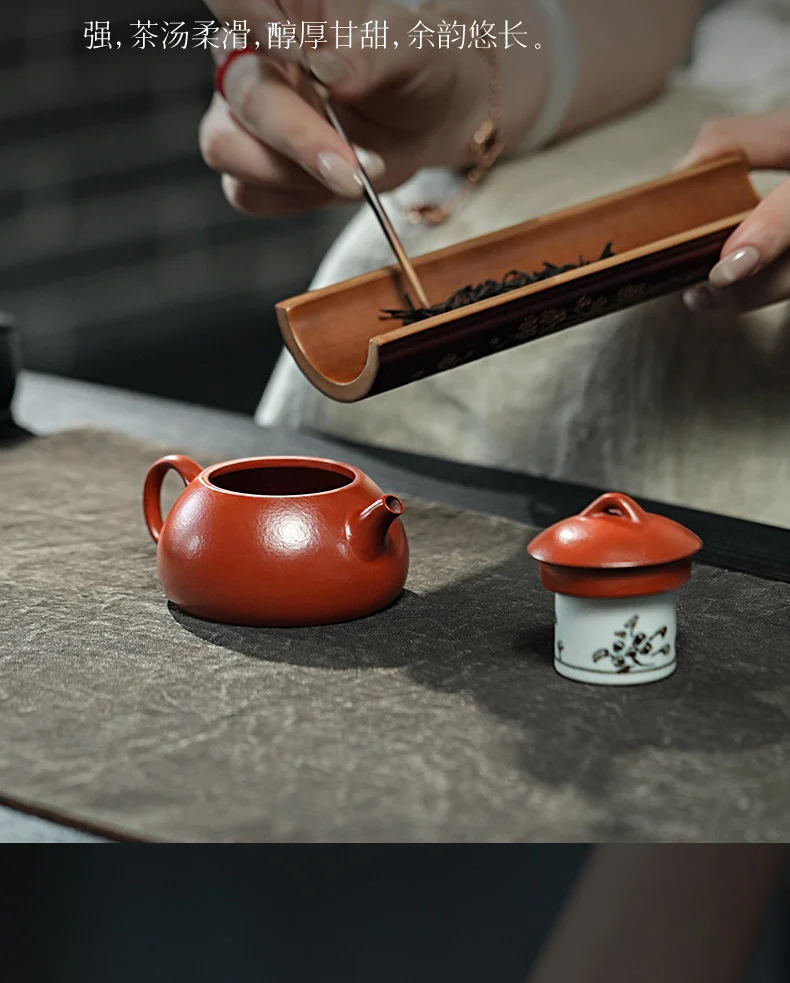 古悦堂 宜兴原矿紫砂壶纯全手工泡茶壶家用茶具套装朱泥 冬心秦权 详情图 16