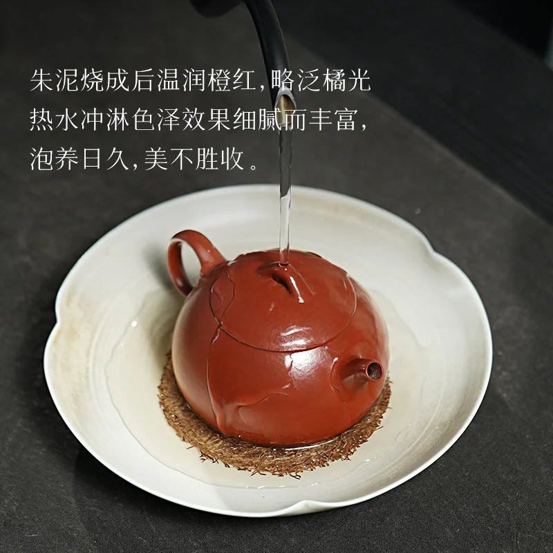 古悦堂 宜兴原矿紫砂壶纯全手工泡茶壶家用茶具套装朱泥 冬心秦权 - 5