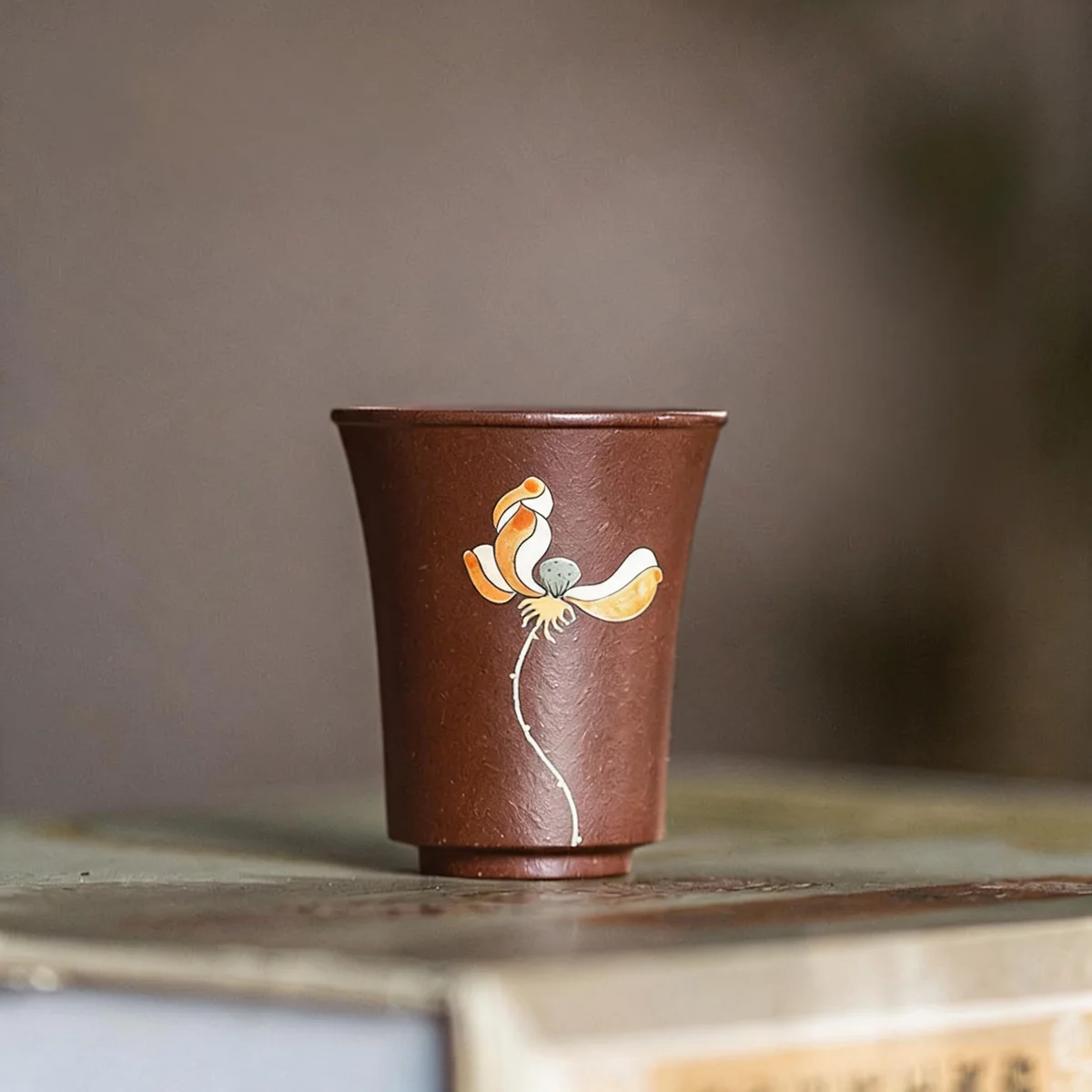 古悦堂 宜兴原矿紫砂杯纯全手工功夫茶具中式品茗杯子紫泥 荷韵杯